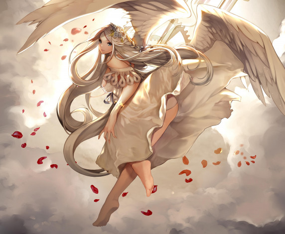 Обои картинки фото аниме, -angels & demons, платье, ангел, девушка