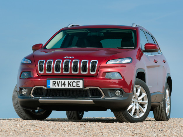 Обои картинки фото автомобили, jeep, красный, kl, uk-spec, limited, 2014г, cherokee