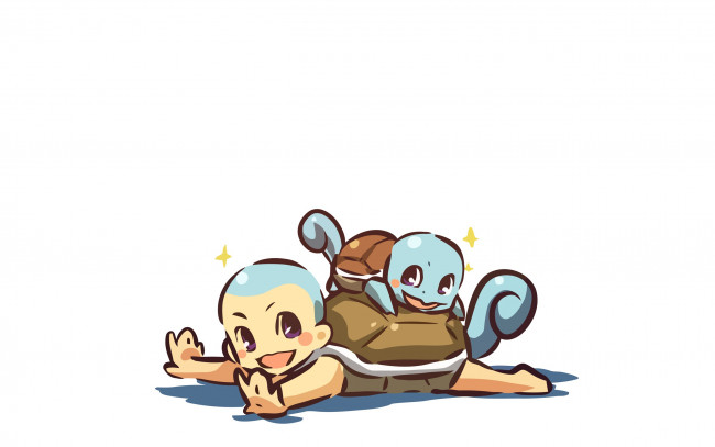 Обои картинки фото рисованные, дети, мальчик, boy, squirtle, панцирь, сквиртл, радость, pokemon, покемон