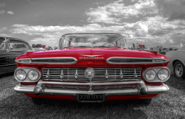 Обои картинки фото cherry chevy ii, автомобили, выставки и уличные фото, авто, автошоу, лужайка