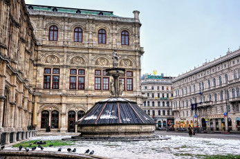 Картинка города вена+ австрия здания птицы снег зима