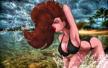 Картинка разное арты вода купальник фон девушка