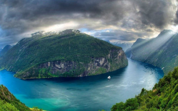 Картинка природа побережье фьорд норвегия река панорама