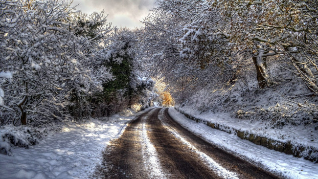 Обои картинки фото природа, дороги, снег, дорога, зима