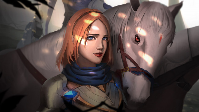 Обои картинки фото видео игры, league of legends, девушка, лошади, lux