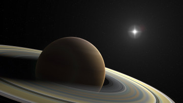 Картинка космос сатурн кольца планета звезда