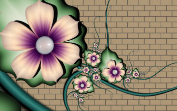 Картинка 3д графика flowers цветы лепестки фон узор цвета