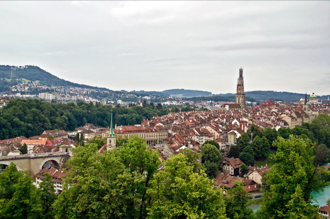 Обои картинки фото города, берн, швейцария, панорама, крыши