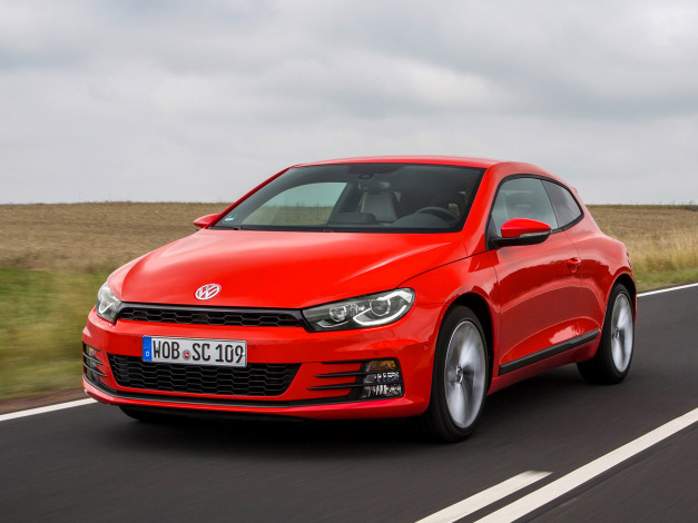 Обои картинки фото автомобили, volkswagen, красный, 2014г, tdi, scirocco, 2-0