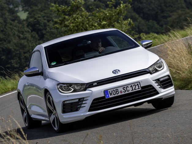 Обои картинки фото автомобили, volkswagen, светлый, 2014г, scirocco, r