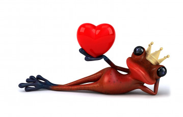Картинка 3д+графика юмор+ humor heart love funny frog лягушка prince