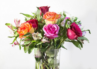 Картинка цветы букеты +композиции ваза разноцветные