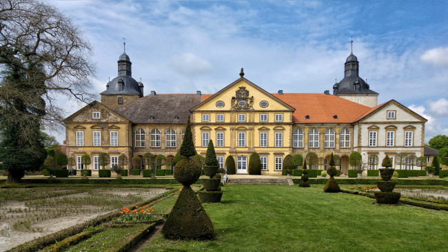 Обои картинки фото schlosspark hundisburg, города, замки германии, замок, парк