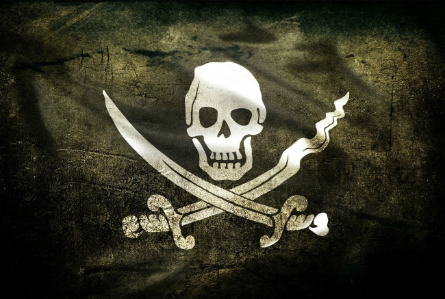 Обои картинки фото кино фильмы, pirates of the caribbean, сабли, череп, флаг, пираты