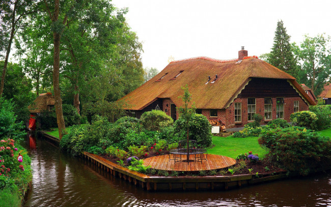 Обои картинки фото giethoorn, netherlands, города, - здания,  дома