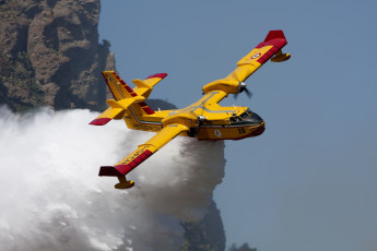 обоя авиация, самолёты амфибии, вода, bombardier, 415, жeлтый, тушение, пожара