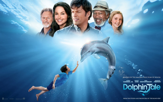 Обои картинки фото dolphin, tale, кино, фильмы, вода, дельфин, шляпа, улыбки