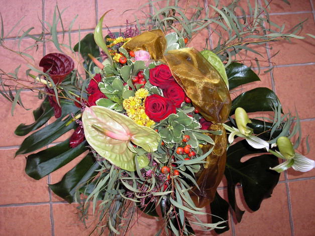 Обои картинки фото цветы, букеты, композиции, букет, розы, амарилис