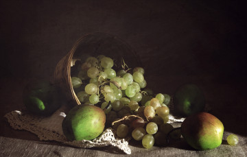 Картинка еда фрукты +ягоды натюрморт текстура груши свет виноград