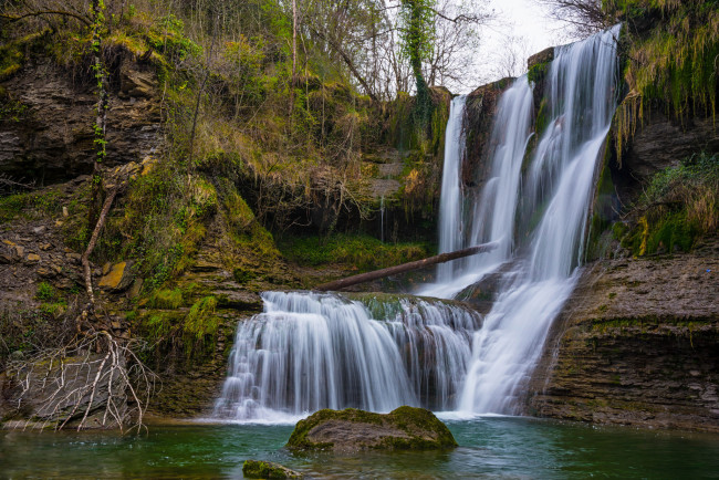 Обои картинки фото природа, водопады, водопад, река, лес