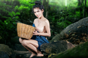 Картинка девушки -unsort+ азиатки корзина камни