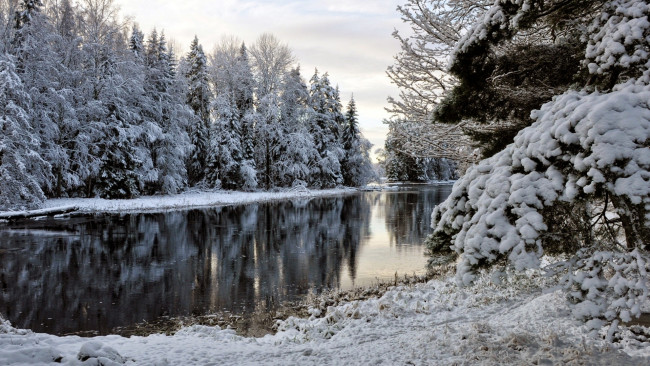 Обои картинки фото природа, реки, озера, снег, зима