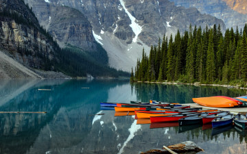 Картинка корабли лодки +шлюпки горы озеро
