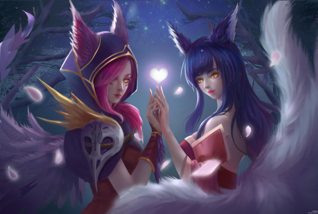 Обои картинки фото видео игры, league of legends, xayah, ahri