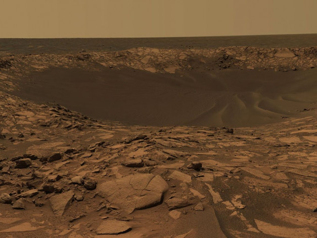 Обои картинки фото кратер, бигль, на, марсе, космос, марс