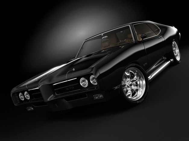 Обои картинки фото pontiac, gto, 1969, автомобили, 3д