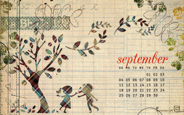 Картинка календари рисованные векторная графика мальчик дерево девочка