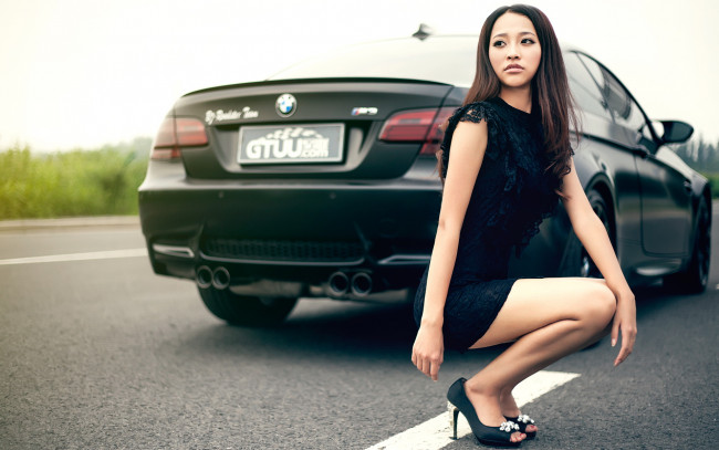 Обои картинки фото автомобили, авто, девушками, азиатка, bmw, m3, девушка