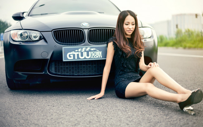 Обои картинки фото автомобили, авто, девушками, девушка, bmw, m3, азиатка