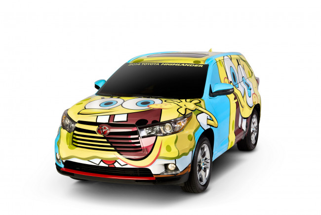 Обои картинки фото 2014, toyota, highlander, spongebob, автомобили, тюнинг