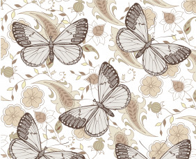 Картинка векторная+графика животные бабочка фон цветы
