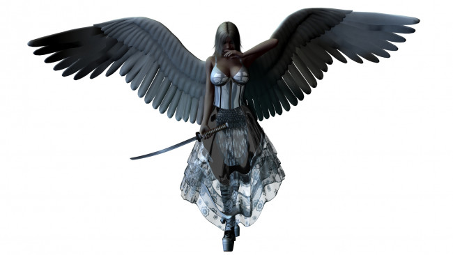 Обои картинки фото 3д графика, ангел , angel, оружие, ангел