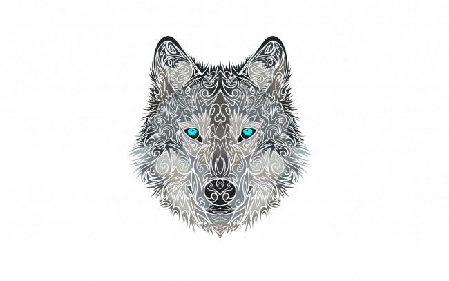 Обои картинки фото рисованное, минимализм, wolf, голова, морда, волк, стиль