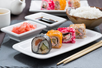 Картинка еда рыба +морепродукты +суши +роллы роллы суши соус рис имбирь