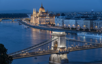 Картинка города будапешт+ венгрия chain bridge река дунай здание венгерского парламента набережная мосты цепной мост danube river будапешт