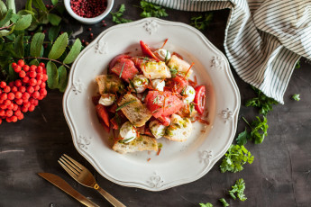 Картинка еда салаты +закуски рябина сухари ветка томат сыр салат