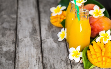 Картинка еда напитки +сок плюмерия сок манго бутылки