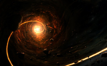 Картинка космос арт астероиды спираль пространство свет