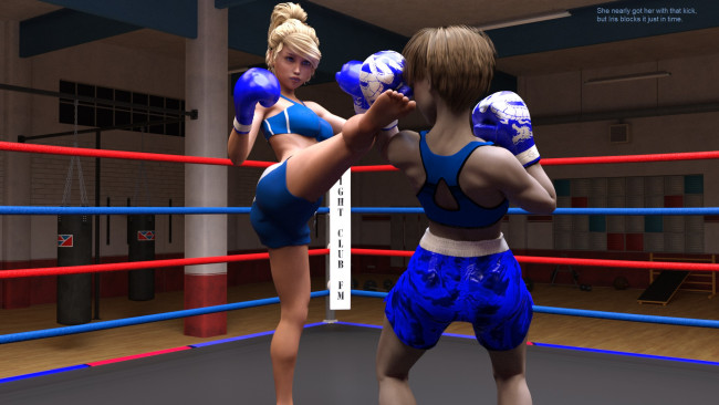 Обои картинки фото 3д графика, спорт , sport, ринг, фон, девушки, взгляд, бокс