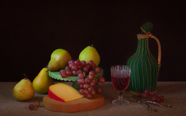 Обои картинки фото еда, натюрморт, виноград, сыр