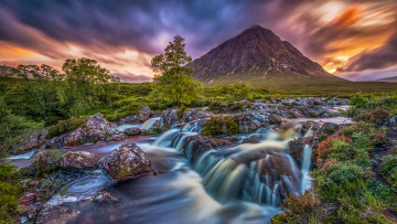 обоя etive mor waterfall, glencoe, scotland, природа, водопады, etive, mor, waterfall