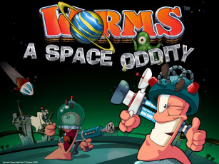 обоя worms, space, oddity, видео, игры