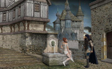 Картинка 3д графика fantasy фантазия башня девушка