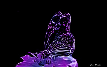 Картинка 3д графика animals животные сиреневый фрактал цветок бабочка