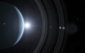 Картинка космос арт газовый гигант планета кольца звезды солнце