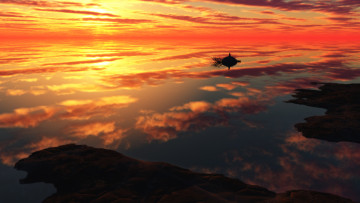 Картинка природа восходы закаты отражение облака